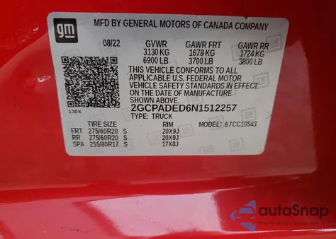 2022 Chevrolet Silverado C1500 Rst из США, поврежденный, VIN 2GCPADED6N1512257